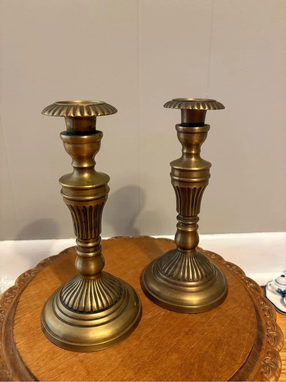 Pair of Vintage Brass Candlestick Holders Ornate